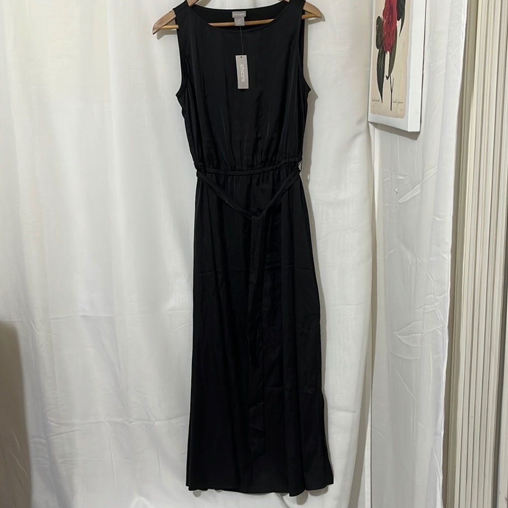 NWT Chico Maxi Sleeveless Black Satin Feel Dress a283